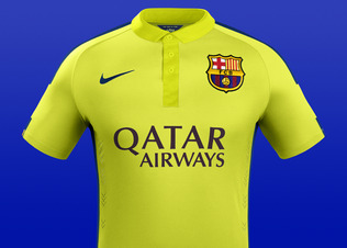耐克携手巴塞罗那共同发布2014-15赛季全新第二客场球衣